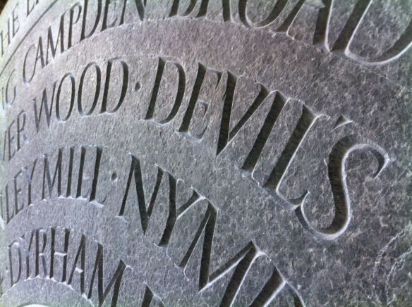 Cotswold Way Marker Stone. Letter cutting detail