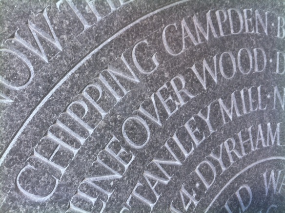 Cotswold Way Marker Stone. Letter cutting detail