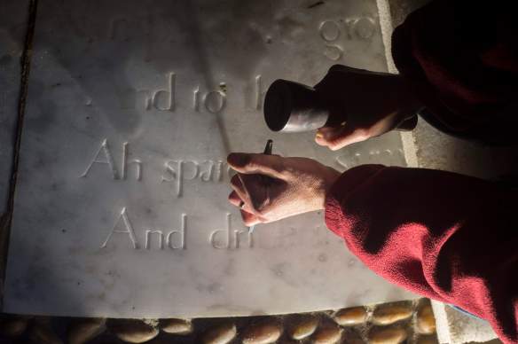 Pictures By Steven Haywood - Restoring the Alexander Pope inscription in the Grotto at Stourhead for the National Trust, with Cliveden Conservation Workshops. 